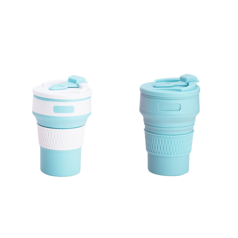V888-ELOSUNG17496-216306-00 2 Pcs Blue Collapsible Silicone Coffee Cup - Portable, Food-Grade, Microwave & Freezer Safe Travel Mug(Combination pack of the same color) - Image 1