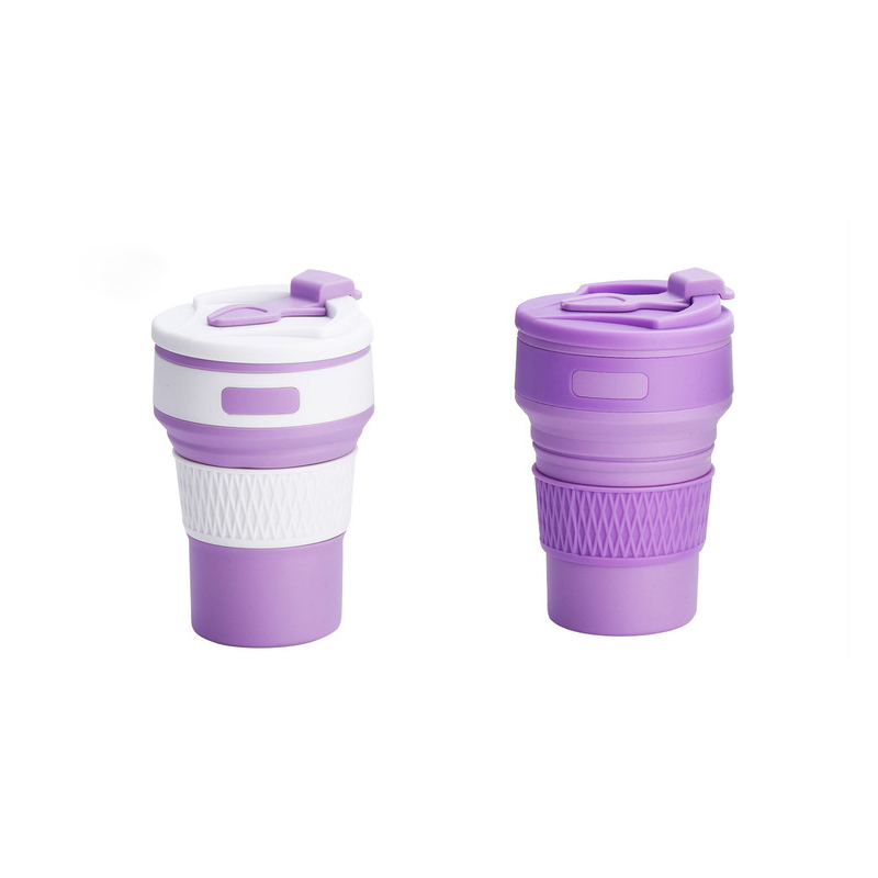 V888-ELOSUNG17497-216307-00 2 Pcs Purple Collapsible Silicone Coffee Cup - Portable, Food-Grade, Microwave & Freezer Safe Travel Mug(Combination pack of the same color) - Image 1