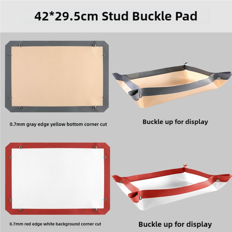 V888-ELOSUNG17568-216383-00 2-piece set (Gray Edge Yellow Background + Red Edge White Background) Non-stick Silicone Baking Mat for Oven & Microwave | Reusable, Thickened Fiber Baking Pad for Macarons, Cookies, Bread, Roasting Chicken, and More - Image 1