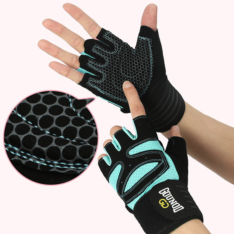 V888-ELOSUNG17592-216402-00 Size M Black And Blue Breathable Anti-Slip Gym Gloves for Workout and Weightlifting - Durable, Adjustable Fitness Gloves for Men and Women - Image 1