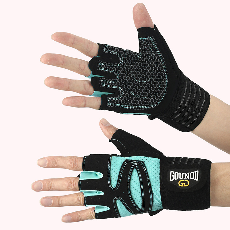 V888-ELOSUNG17593-216403-00 Size L Black And Blue Breathable Anti-Slip Gym Gloves for Workout and Weightlifting - Durable, Adjustable Fitness Gloves for Men and Women - Image 1