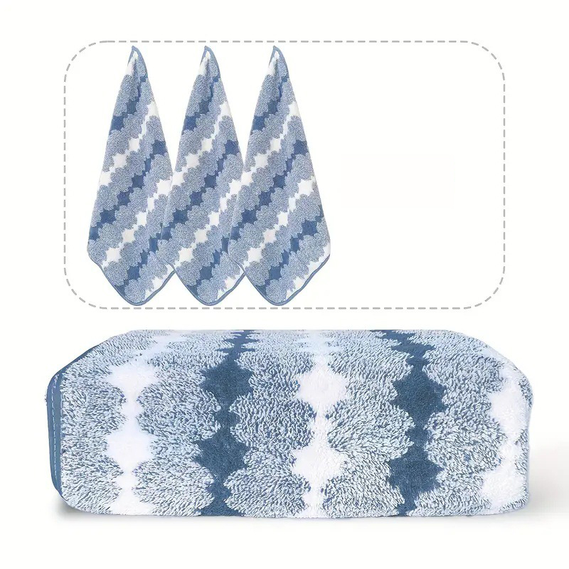 V888-ELOSUNG17595-216405-00 Blue Premium Coral Fleece Towel Set – 1 Bath Towel (88x170cm) + 3 Hand Towels (35x35cm) – Soft, Absorbent, and Quick-Drying - Image 1