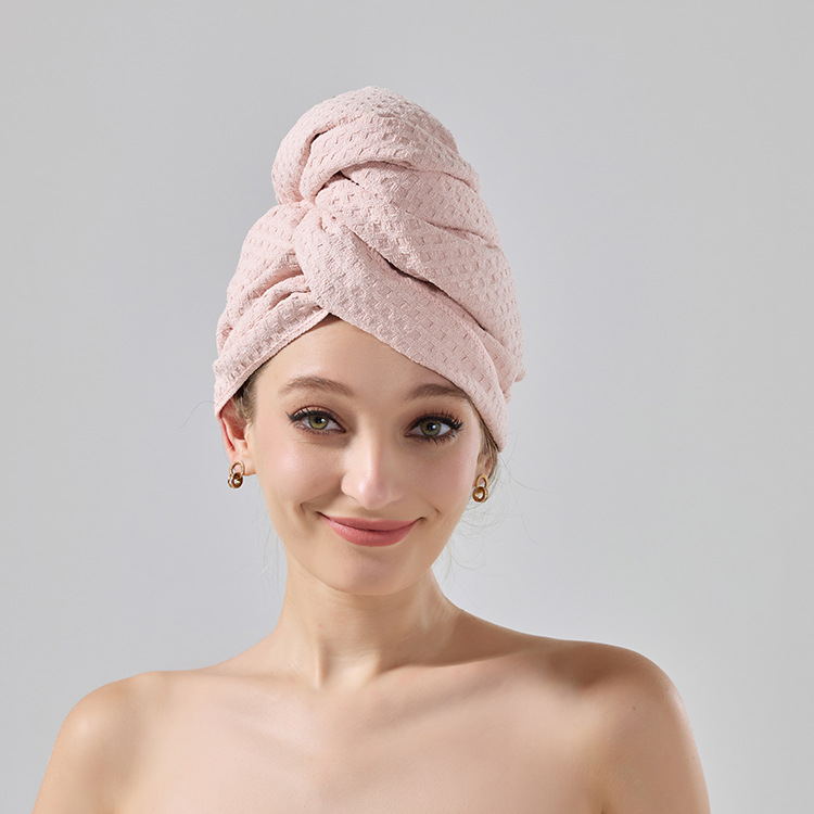 V888-ELOSUNG17600-216559-00 2 Pcs Pink Super Absorbent Waffle Weave Hair Towel, Multi-Functional Quick Drying Turban for Women, Soft & Fast Drying Head Wrap - Image 1