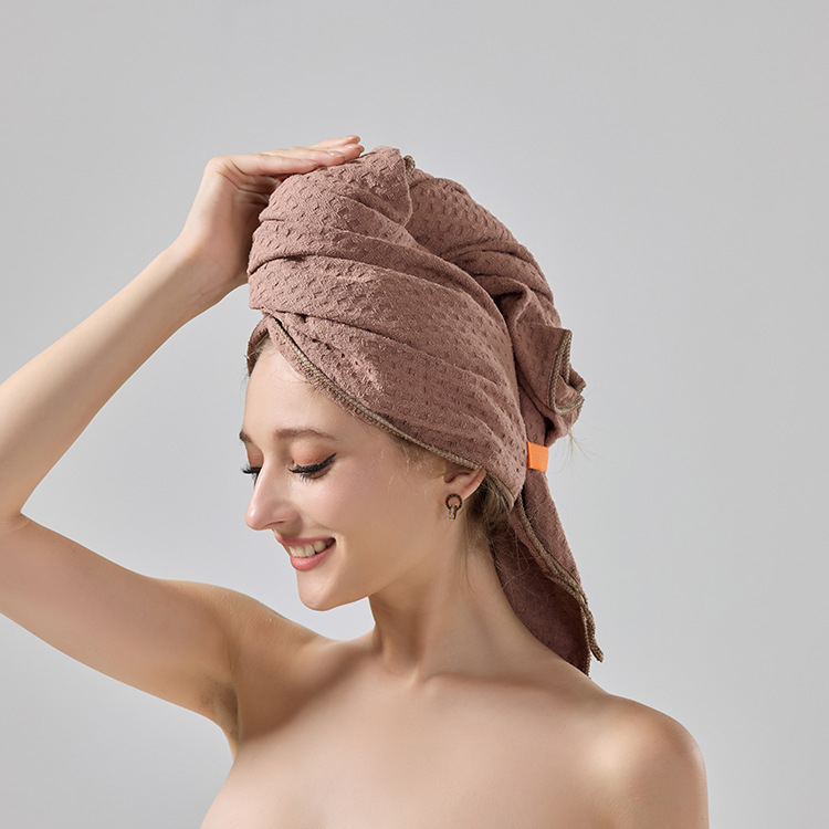V888-ELOSUNG17601-216644-00 2 Pcs Coffee Super Absorbent Waffle Weave Hair Towel, Multi-Functional Quick Drying Turban for Women, Soft & Fast Drying Head Wrap - Image 1