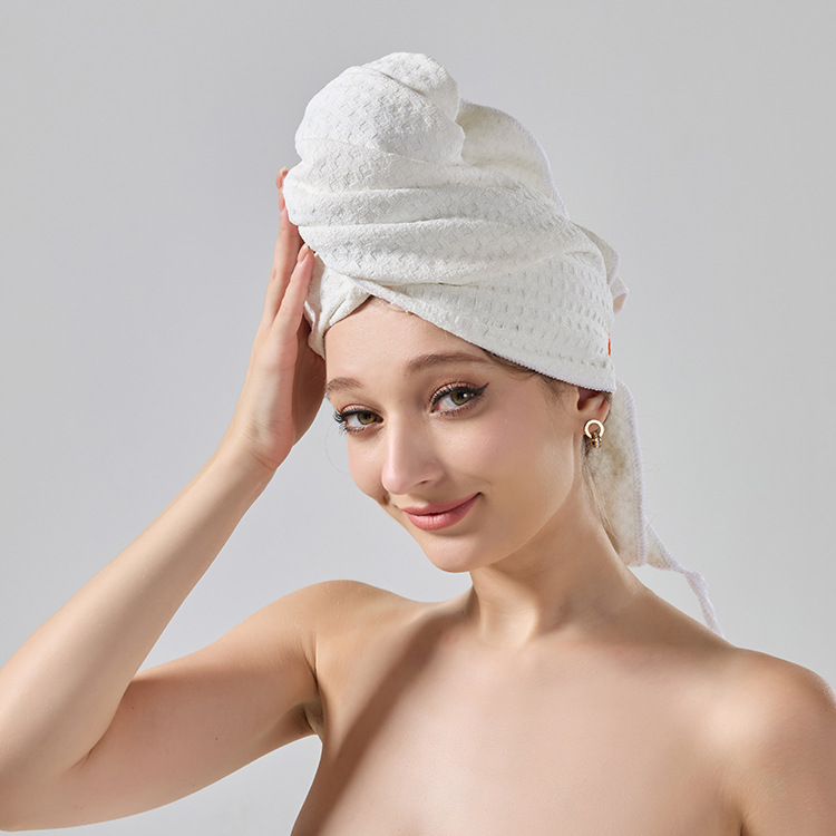V888-ELOSUNG17602-216645-00 2 Pcs White Super Absorbent Waffle Weave Hair Towel, Multi-Functional Quick Drying Turban for Women, Soft & Fast Drying Head Wrap - Image 1