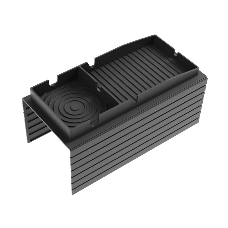 V888-ELOSUNG17620-216621-00 Black Multi-Function Sofa Cup Holder Tray, Silicone Drink Organizer, Adjustable and Easy-to-Clean Sofa Armrest Storage Box for Drinks, Snacks, and Gadgets - Image 1