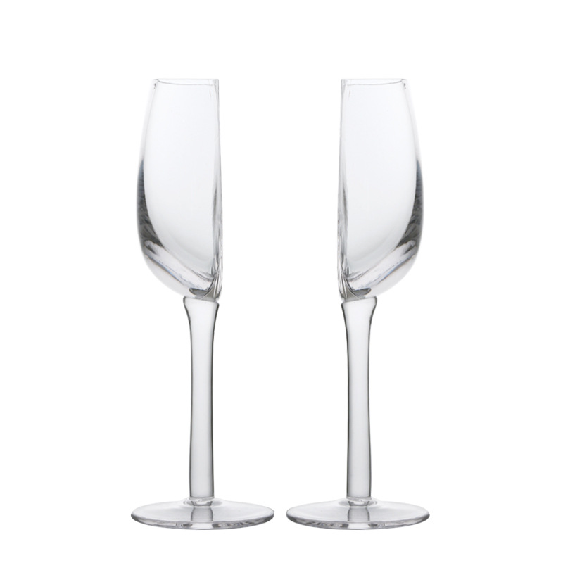 V888-ELOSUNG17744-223160-00 2 Pcs Unique Half-Round Crystal Wine Glass - Elegant Champagne Flute for Red & White Wine - Image 1