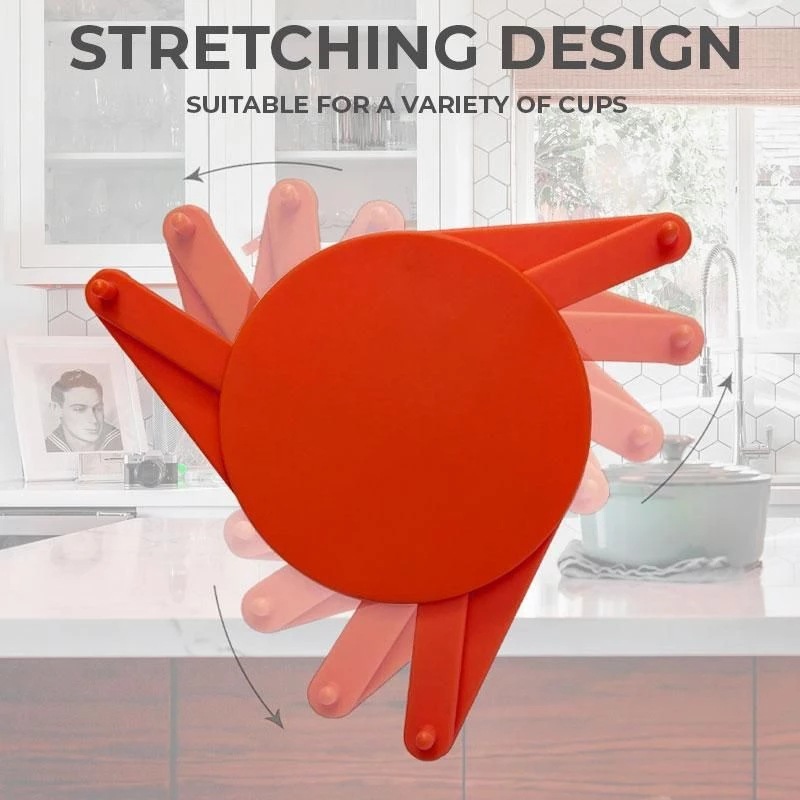 V888-ELOSUNG17749-223172-00 3 Pcs Orange Adjustable Cup Holder for Mugs, Glasses, and Cups – Stackable, Space-Saving Design, 6.5cm Diameter - Image 1