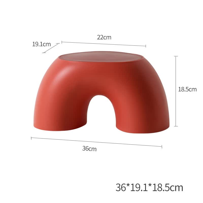 V888-ELOSUNG17764-223247-00 Red Minimalist Round Shape Footstool - Durable Anti-slip Rainbow Stool for Home, Creative Design PP+Polypropylene Material, Comfortable Shoe Bench - Image 1