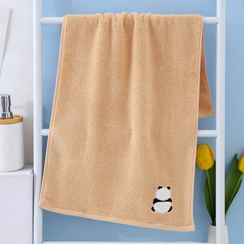 V888-ELOSUNG17808-225020-00 2 Pcs Khaki Panda Print Soft Cotton Hand Towel, Super Absorbent Mini Towels, 34x75cm - Image 1