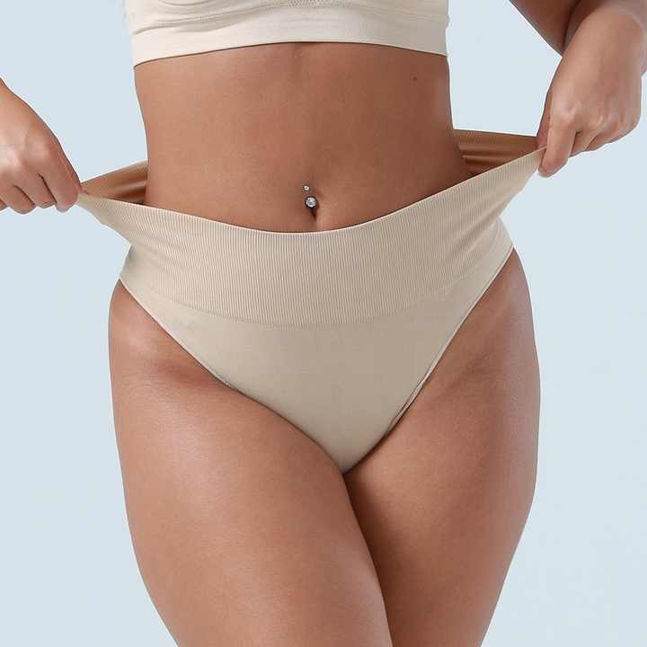 V888-ELOSUNG17922-224600-00 3 Pcs Size M Skin Microfiber High-Waisted Thong Underwear with Tummy Control - Slimming Comfort - Image 1