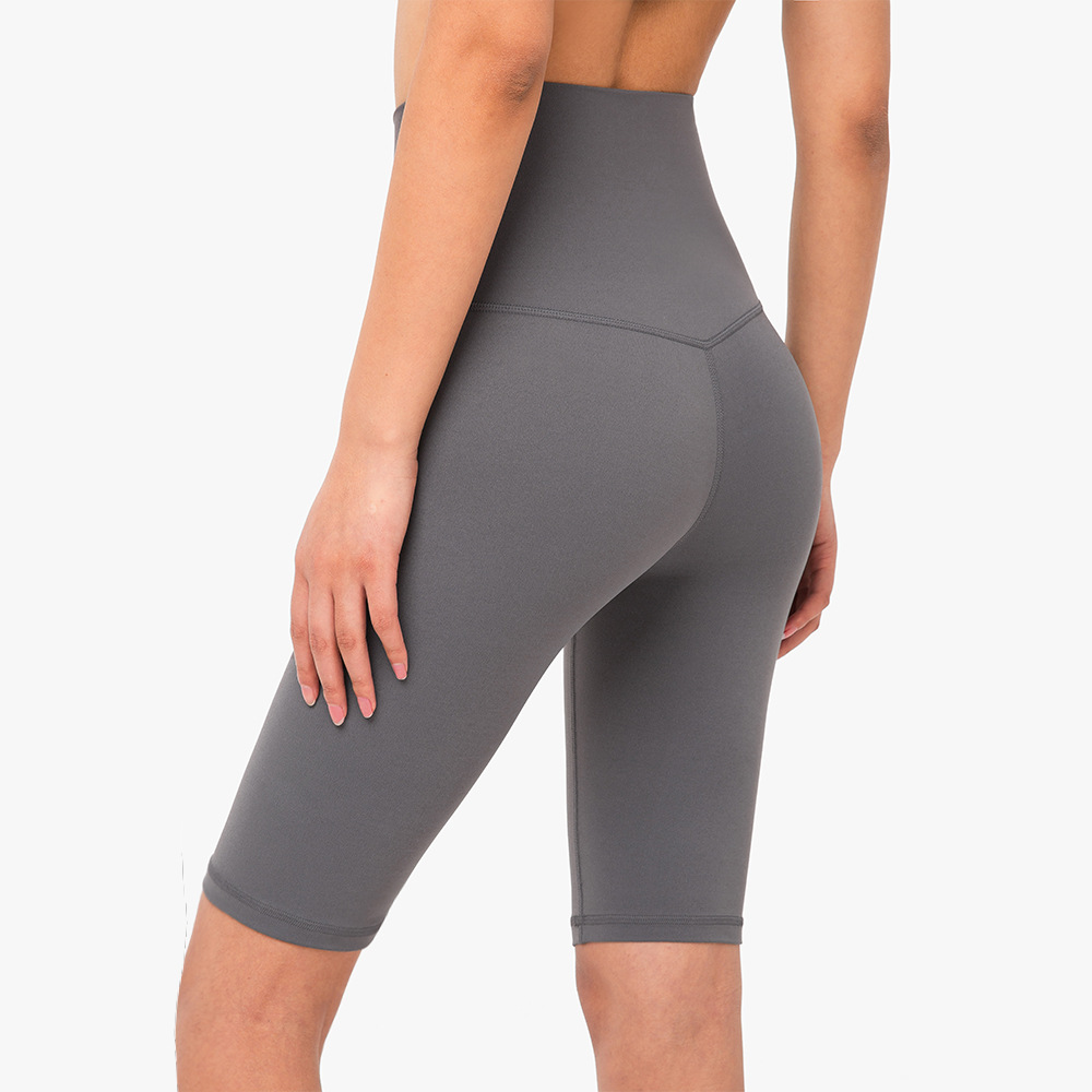 V888-ELOSUNG17974-224391-00 Size XL Titanium Grey Seamless High-Waisted Yoga Shorts for Women - Tummy Control & Butt Lifting Fitness Shorts - Image 1