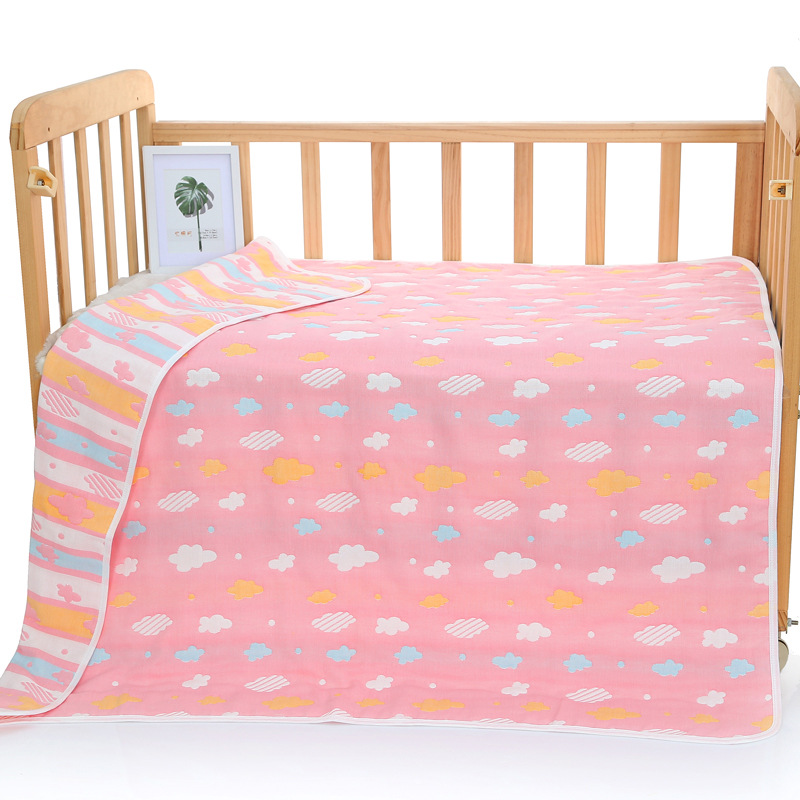 V888-ELOSUNG18009-224164-00 Pink Clouds, 6-Layer Muslin Baby Blanket - Soft Cotton Bedding for Infants and Toddlers, 110x110cm - Image 1