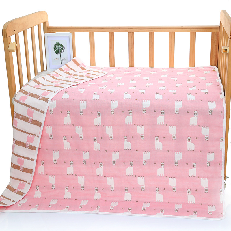 V888-ELOSUNG18015-225011-00 Pink Alpaca, 6-Layer Muslin Baby Blanket - Soft Cotton Bedding for Infants and Toddlers, 110x110cm - Image 1