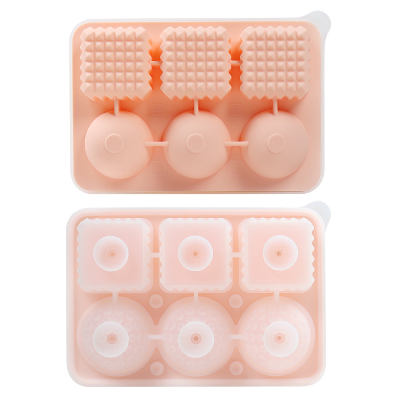 V888-ELOSUNG18117-202503251651-00 2 PCS Sphere & Square Ice Cube Tray (Pink) - Novelty Silicone Ice Maker for Whiskey Cocktails - Image 1
