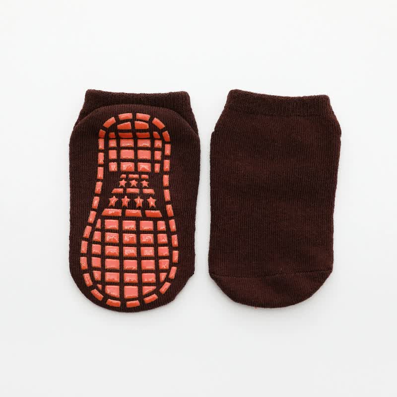 V888-ELOSUNG18126-202503251907-00 Coffee 6-Pairs Adult Non-Slip Trampoline Socks - Colorful Anti-Skid Floor Socks with PVC Grip Dots, 35-42EU - Image 1