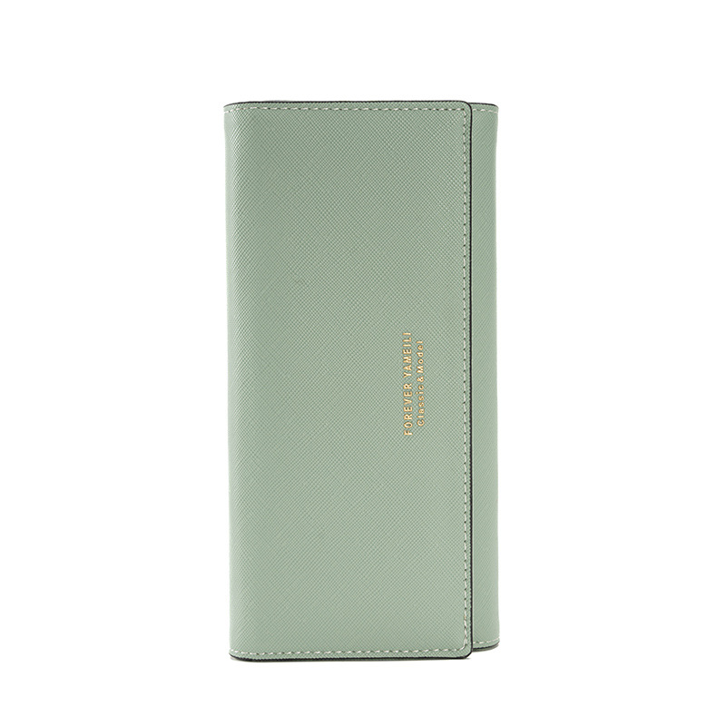 V888-ELOSUNG18264-202505191153-00 Green PU Slim Wallet with Polyester Interior - Stylish Clutch for Cards and Cash - Image 1