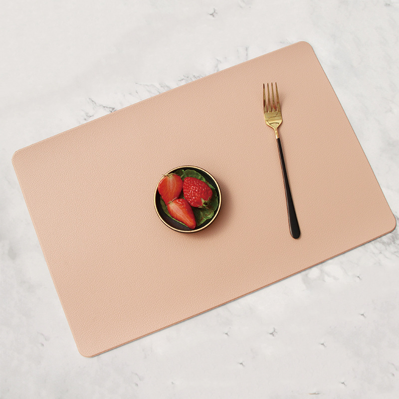 V888-ELOSUNG18332-202506191130-00 5 PCS Pink Nordic Style Leather Placemat - Anti-Slip, Heat-Resistant Table Mat 30cm x 45cm - Image 1