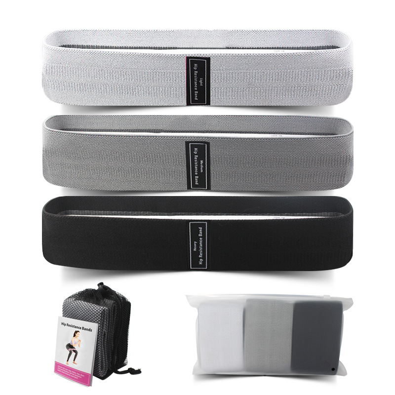 V888-ELOSUNG19048-226022-00 Grey Colour Scheme Fabric Resistance Bands Set - 3 Levels Non-Slip Hip Bands for Strength Training - Image 1