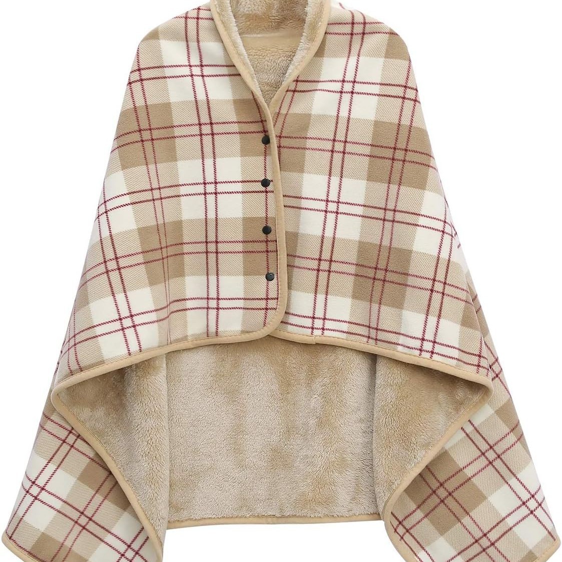 V888-ELOSUNG19119-226710-00 Light-brown 100x140cm Wearable Fleece Blanket - Soft, Warm & Anti-Pilling, Stylish Plaid Design - Image 1