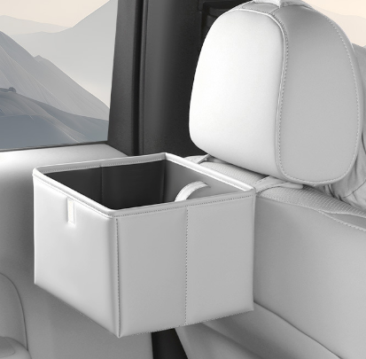 V888-ELOSUNG19140-226744-00 White Foldable Car Trash Bin and Storage Box - 23x17x15cm, Space-Saving, Convenient Design - Image 1