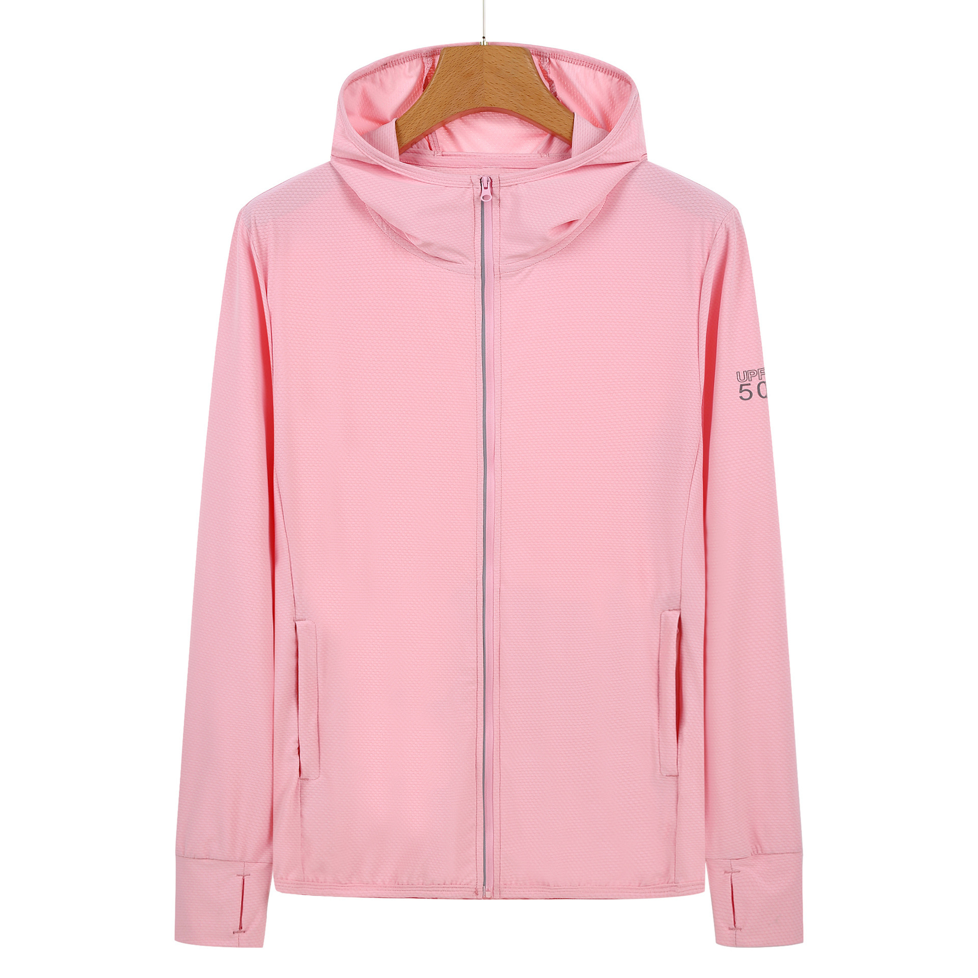 V888-ELOSUNG19271-202502241115-00 L Pink Long Sleeve UV Protection Summer Breathable Knitted Ice Silk Outdoor Sun Protection Clothing - Unisex Thin Sunscreen Shirt - Image 1