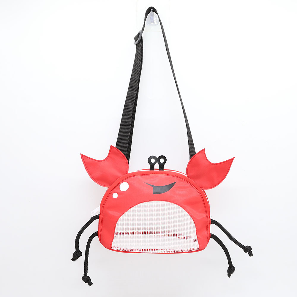 V888-ELOSUNG19304-202502251021-00 3 PCS Red Cute Crab Mesh Beach Bag for Kids - Shell Collecting Sand Toy Bag for Toddlers - Image 1