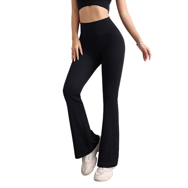 V888-ELOSUNG19320-202502250952-00 L Black High Waist Flare Yoga Pants - Women's Bootcut Leggings - Peach Lift, Quick Dry, Workout & Fitness Pants - Image 1