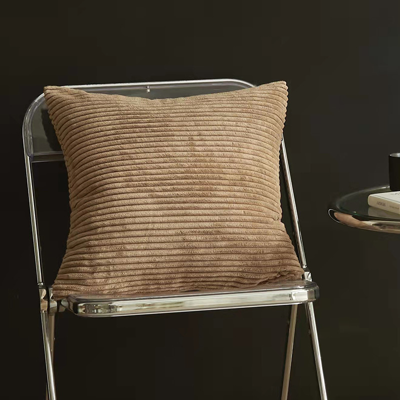 V888-ELOSUNG19421-202502281111-00 Light Brown Set of 4 Corduroy Pillow Covers - Solid Color Minimalist Throw Cushion Covers - 45x45cm (Pillow Inserts are NOT Included) - Image 1