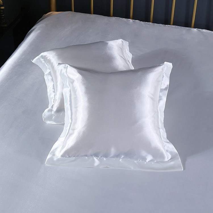 V888-ELOSUNG19424-202502281045-00 White 2 PCS Faux Silk Pillow Covers - Cooling Ice Silk Satin Cushion Covers - 45x45cm - Image 1