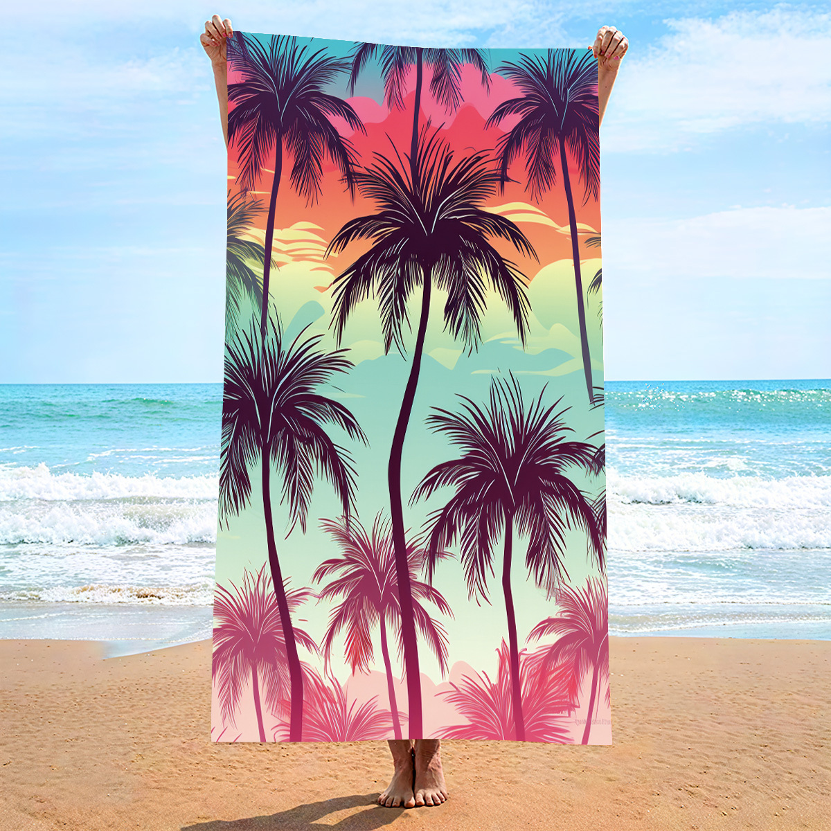 V888-ELOSUNG19510-202503071339-00 2 pcs Extra Large Microfiber Double-Sided Beach Towel, Quick-Drying and Portable - STJ-003-X14 - Image 1