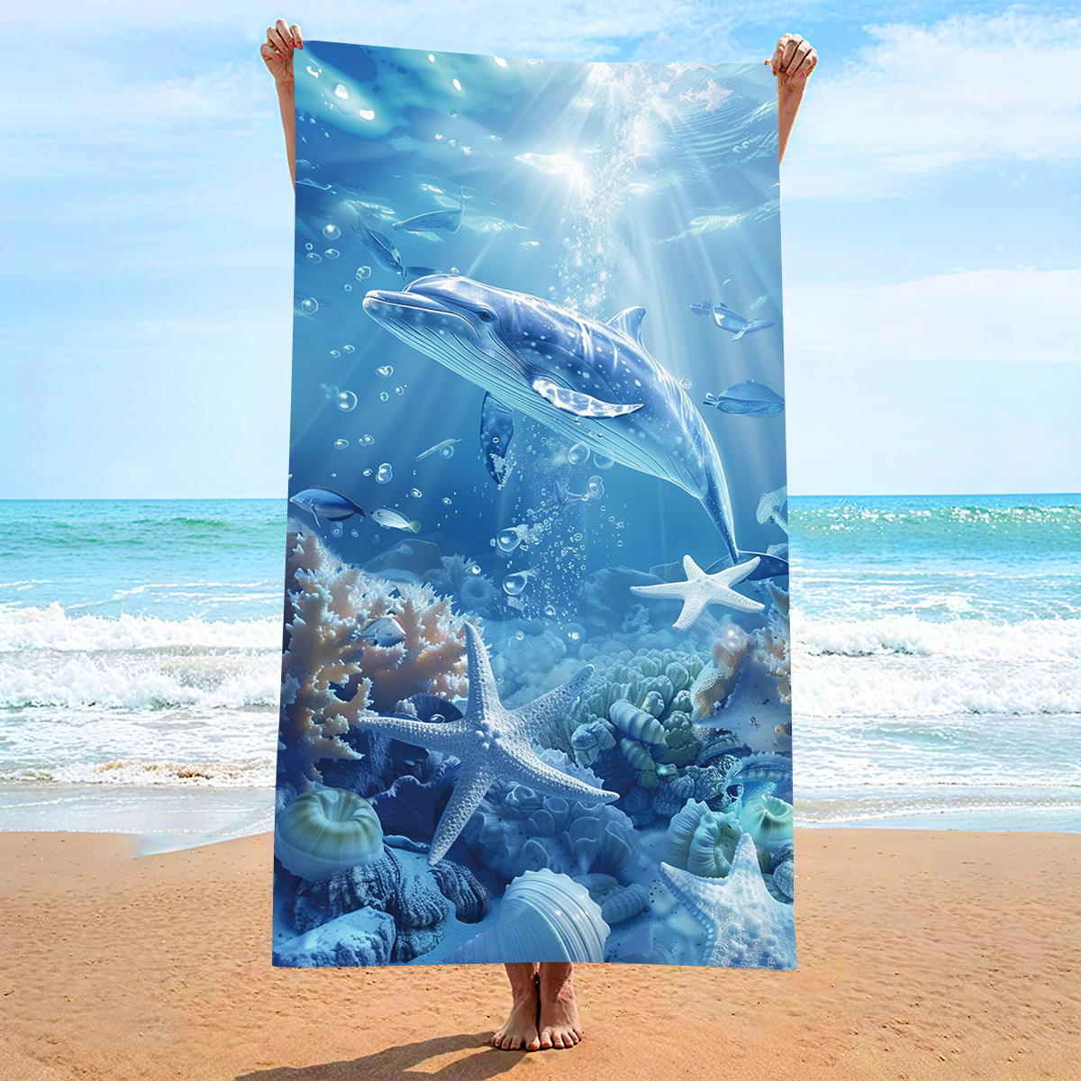 V888-ELOSUNG19515-202503071340-00 2 pcs Extra Large Microfiber Double-Sided Beach Towel, Quick-Drying and Portable - STJ-003-X20 - Image 1