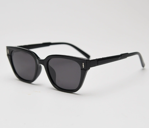 V888-ELOSUNG19539-202503071508-00 Gloss Black All Gray Retro Small Frame Sunglasses - Black - UV Protection - Image 1