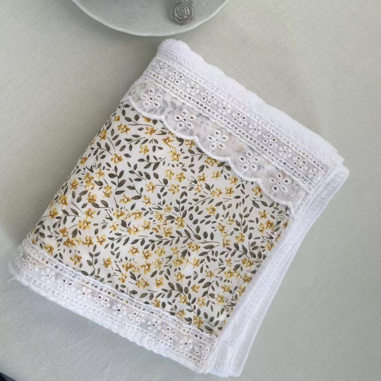 V888-ELOSUNG19825-202503181015-00 2 PCS Yellow Small Flower A 100% Cotton Solid Color Thickened Adult Face Towel with Floral Soft Texture - 35 x 75cm - Image 1