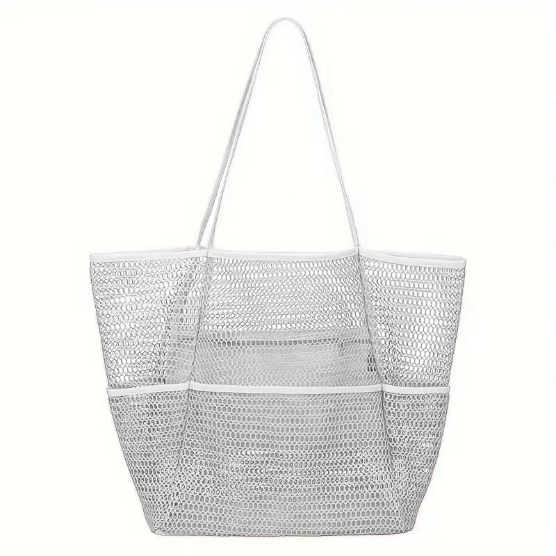V888-ELOSUNG19845-202503181031-00 Grey Double Layer Mesh Beach Bag - Large Capacity - Image 1