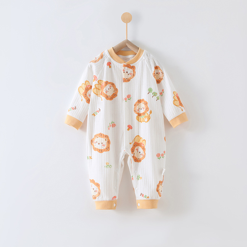 V888-ELOSUNG19880-202503181108-00 59 Size Cuddly Lion Class A Pure Cotton Long-Sleeve Baby Onesie - Cozy Newborn Bodysuit for Fall and Winter - Image 1