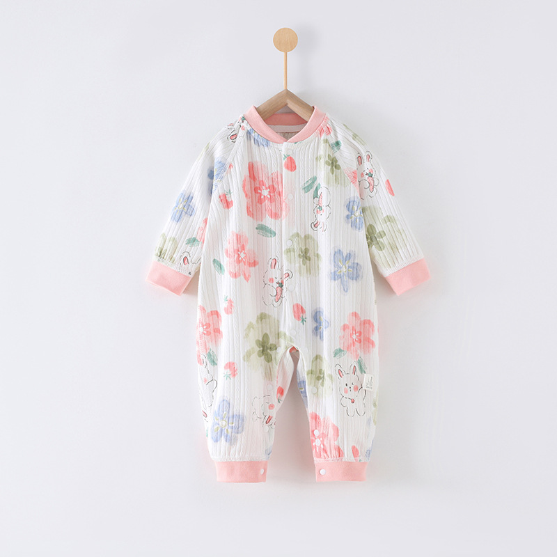 V888-ELOSUNG19902-202503181113-00 73 Size Rabbit Among Flowers Class A Pure Cotton Long-Sleeve Baby Onesie - Cozy Newborn Bodysuit for Fall and Winter - Image 1