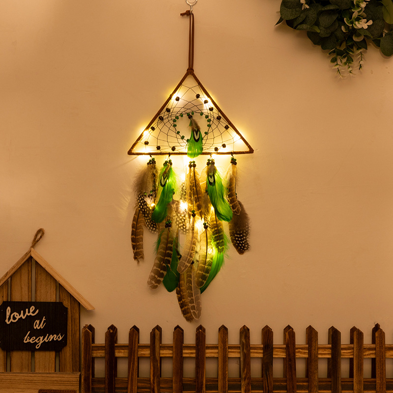 V888-ELOSUNG19925-202503211731-00 Triangles With Lights Boho Forest Dreamcatcher Wind Chime Pendant - INS Style Moonlit Serenity Decor - Image 1