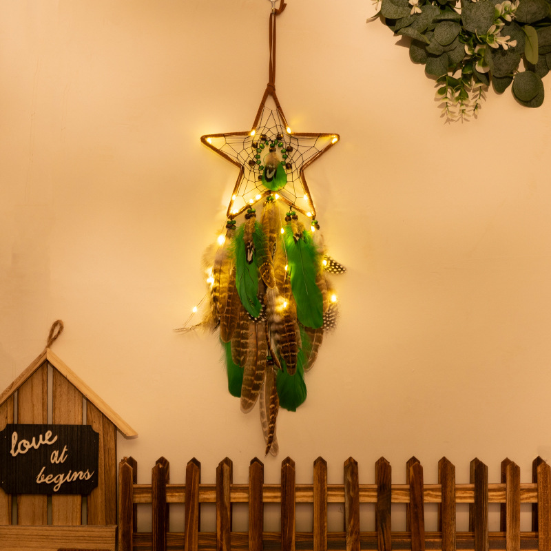 V888-ELOSUNG19927-202503211732-00 Star With Lights Boho Forest Dreamcatcher Wind Chime Pendant - INS Style Moonlit Serenity Decor - Image 1