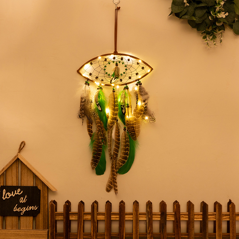 V888-ELOSUNG19929-202503211734-00 Eye Shape With Lights Boho Forest Dreamcatcher Wind Chime Pendant - INS Style Moonlit Serenity Decor - Image 1