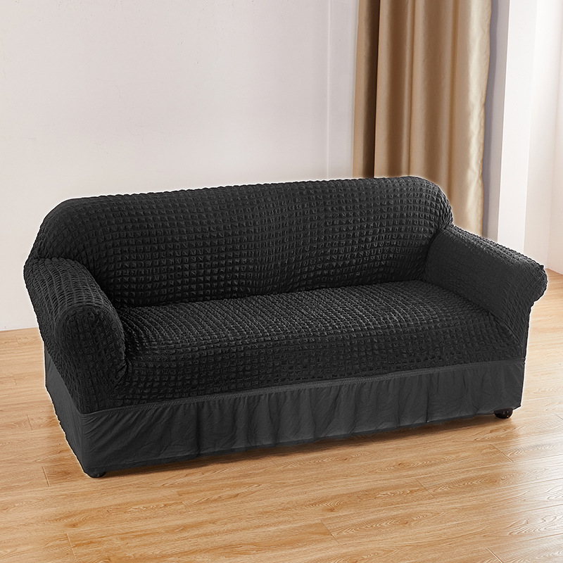 V888-ELOSUNG19940-202503211810-00 Black Single Sofa Bubble Gauze Sofa Cover with Skirt - Full Elastic Dustproof Single Seater 90-140cm - Image 1