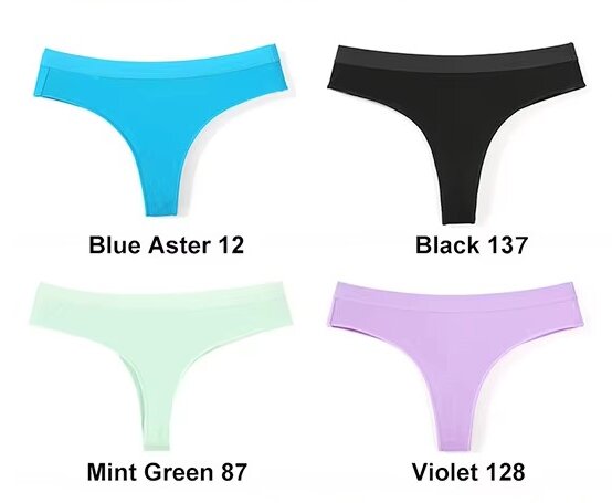V888-ELOSUNG20118-224948-00 4 pcs Women's Sexy Low-Waist Cotton Thong Underwear, Size XL - Image 1
