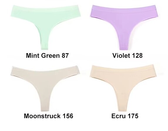 V888-ELOSUNG20122-224956-00 4 pcs Women's Sexy Low-Waist Cotton Thong Underwear, Size XL - Image 1