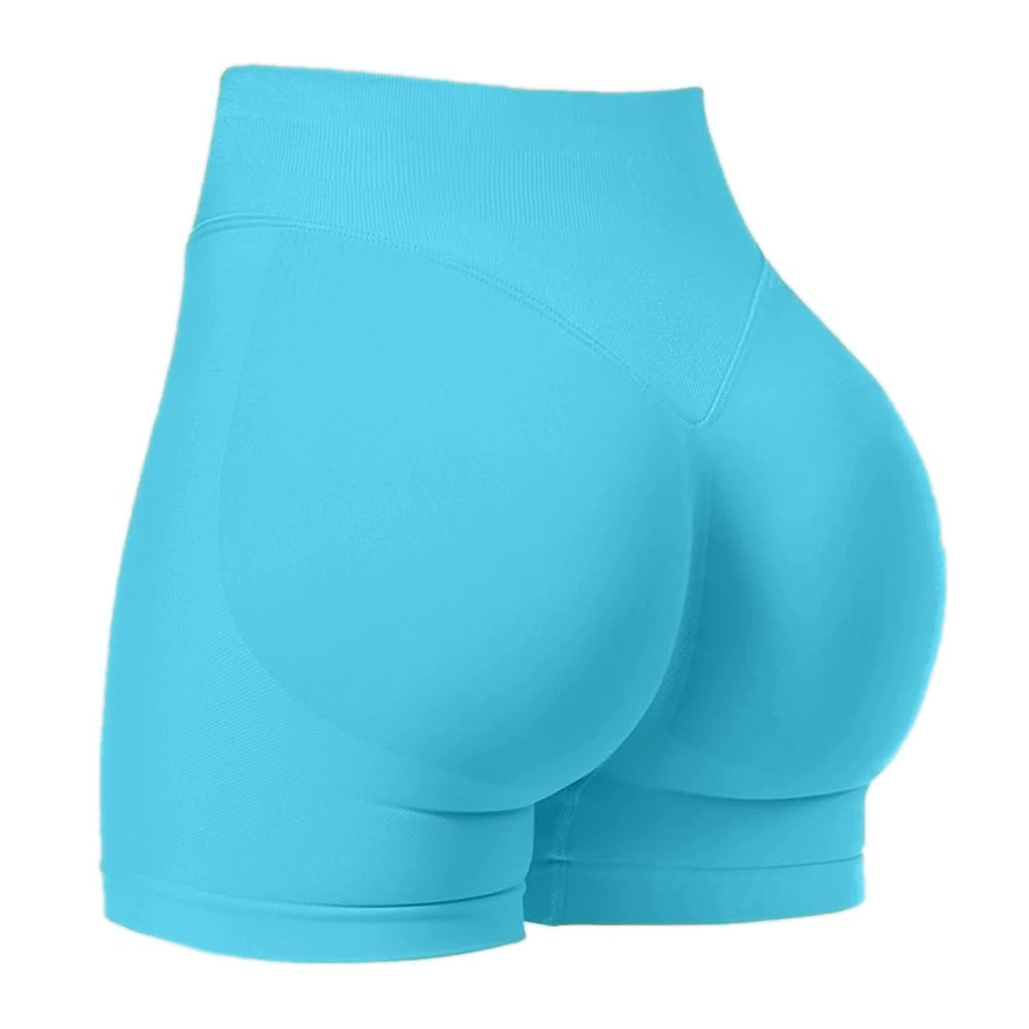 V888-ELOSUNG20182-224418-00 Glacier Blue High-Waisted Yoga Shorts for Women, Butt-Lifting Fitness Running Shorts, Sports Leggings for Workout, Size S - Image 1