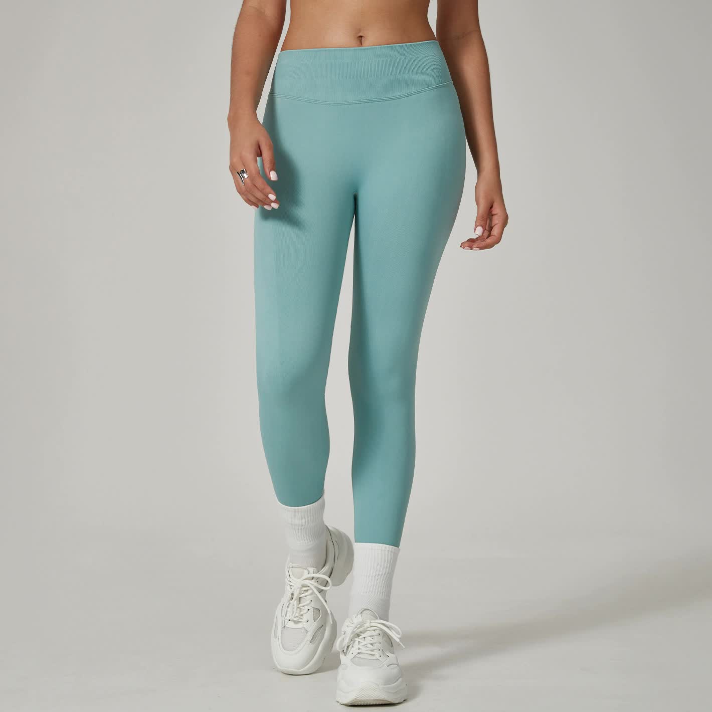 V888-ELOSUNG20260-226003-00 Light Blue High-Waisted Butt Lift Yoga Pants for Women - Peach Hip Design, Full-Length Leggings, Workout and Fitness Activewear size XL - Image 1