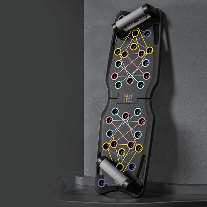 V888-ELOSUNG20261-226013-00 Black Portable Anti-Slip Multi-Function Push-Up Bar with Resistance Bands - Home Fitness Equipment - Image 1