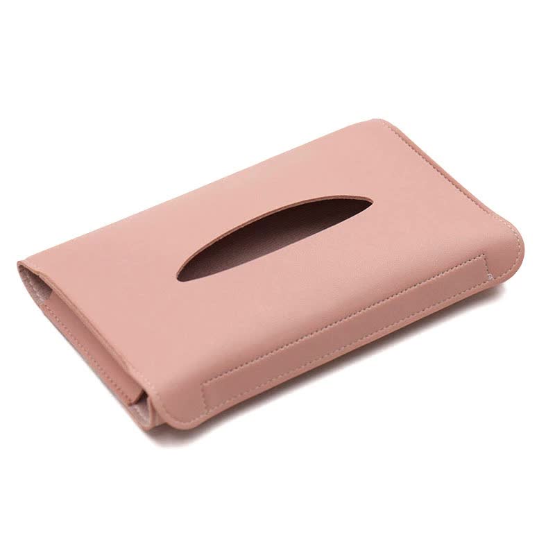 V888-ELOSUNG20377-226769-00 2 pcs Pink Car Sun Visor Tissue Holder – PU Leather Napkin Dispenser for Vehicle Interior - Image 1