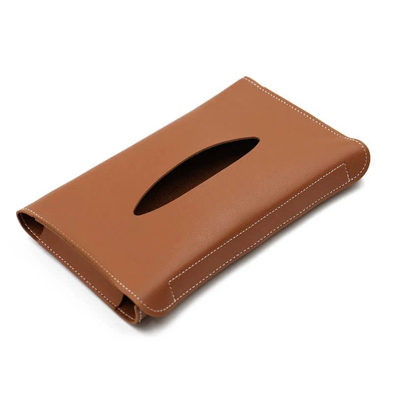 V888-ELOSUNG20378-226770-00 2 pcs Brown Car Sun Visor Tissue Holder - PU Leather Napkin Dispenser for Vehicle Interior - Image 1