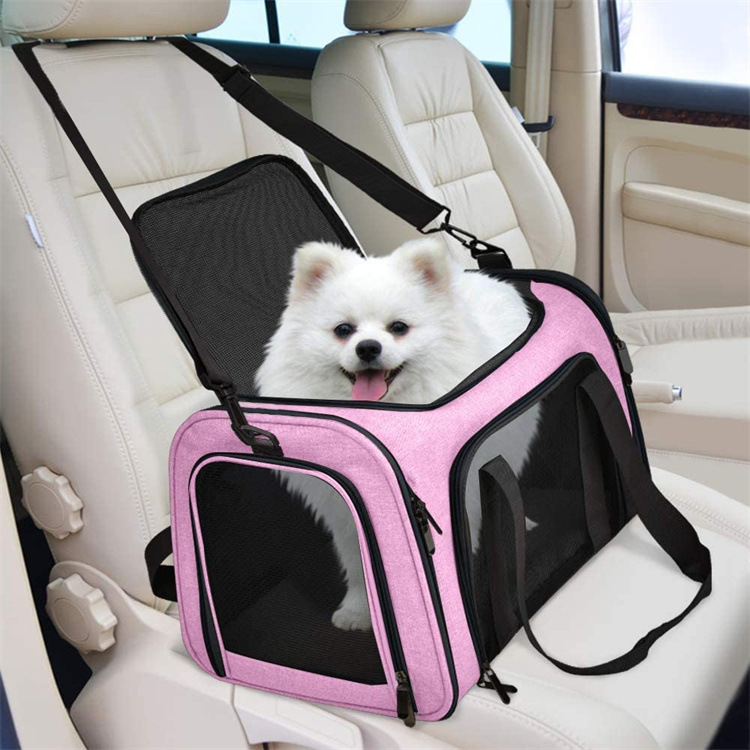 V888-ELOSUNG20415-227215-00 Pink Portable Pet Travel Carrier Bag - Foldable, Durable, and Comfortable for Small Dogs & Cats 50cmx34cmx34cm - Image 1