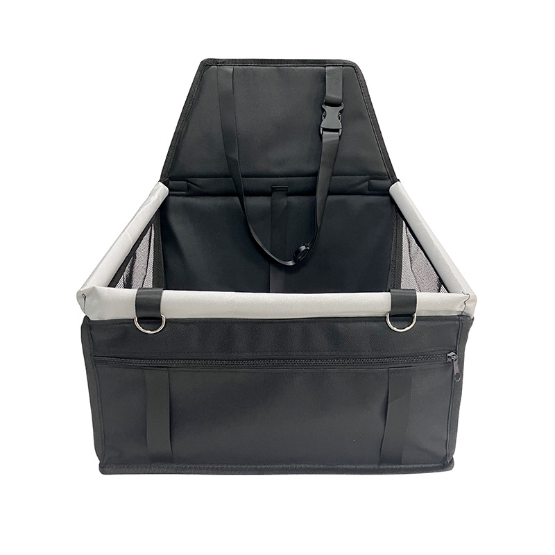 V888-ELOSUNG20439-227229-00 Black and Grey Portable Pet Car Seat for Dogs and Cats - Adjustable Car Seat Cover, Pet Travel Car Carrier with Safety Belt - Image 1